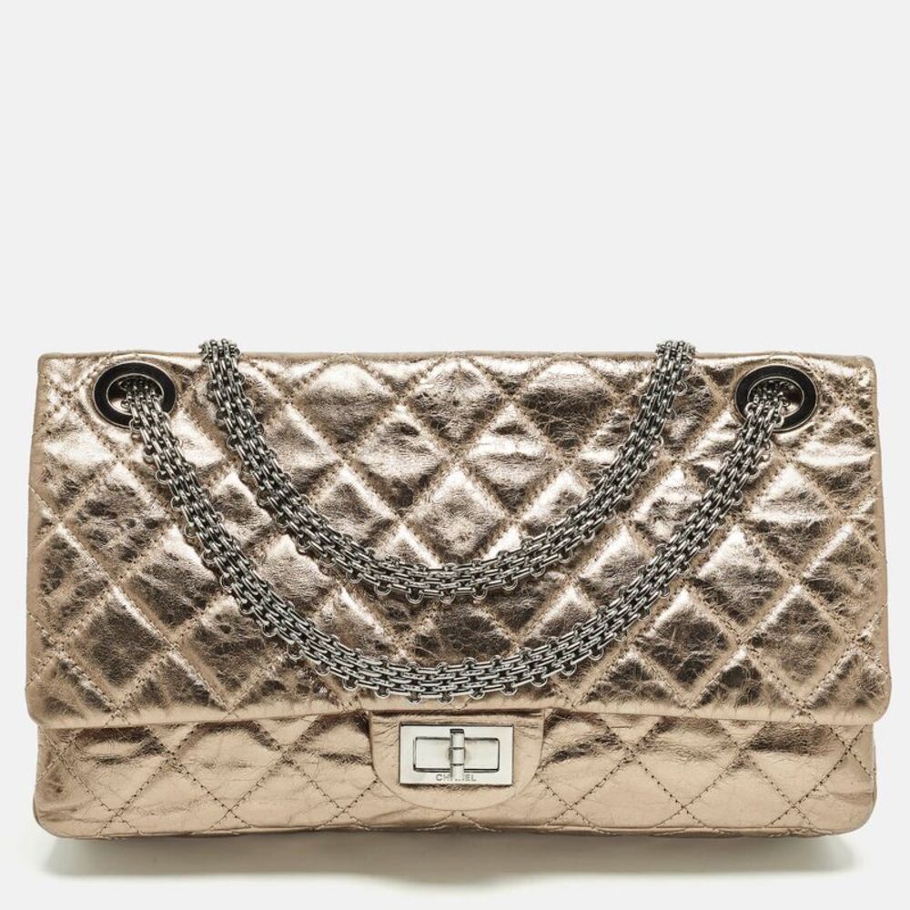 Chanel Reissue 2.55 Classic 228 Flap Metallic Quilted Leather Bag
